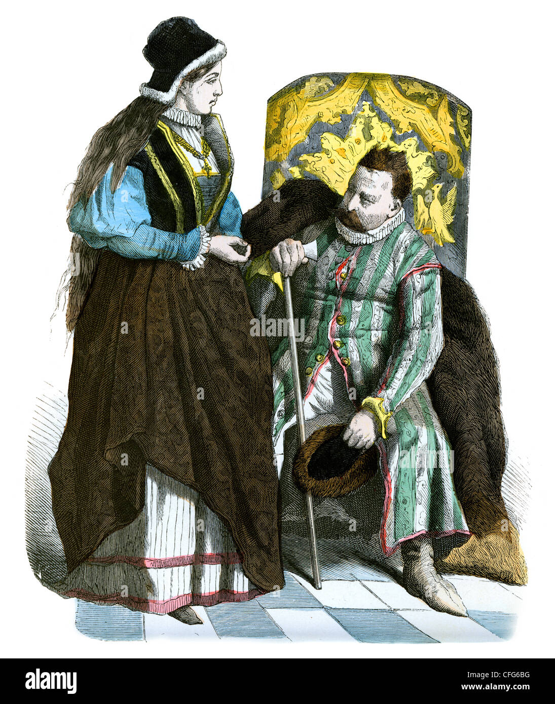 Polish lady and noble man in national dress from the 16th Century Stock Photo