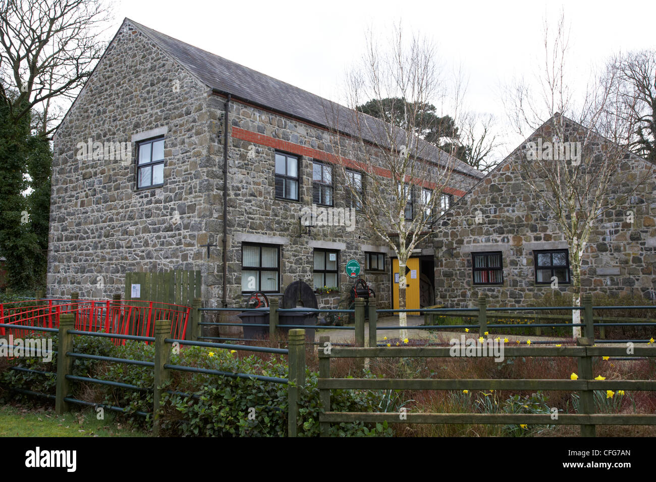 Houston's Mill restored 18th century flax scutching mill now a community centre in Broughshane county antrim northern ireland uk Stock Photo