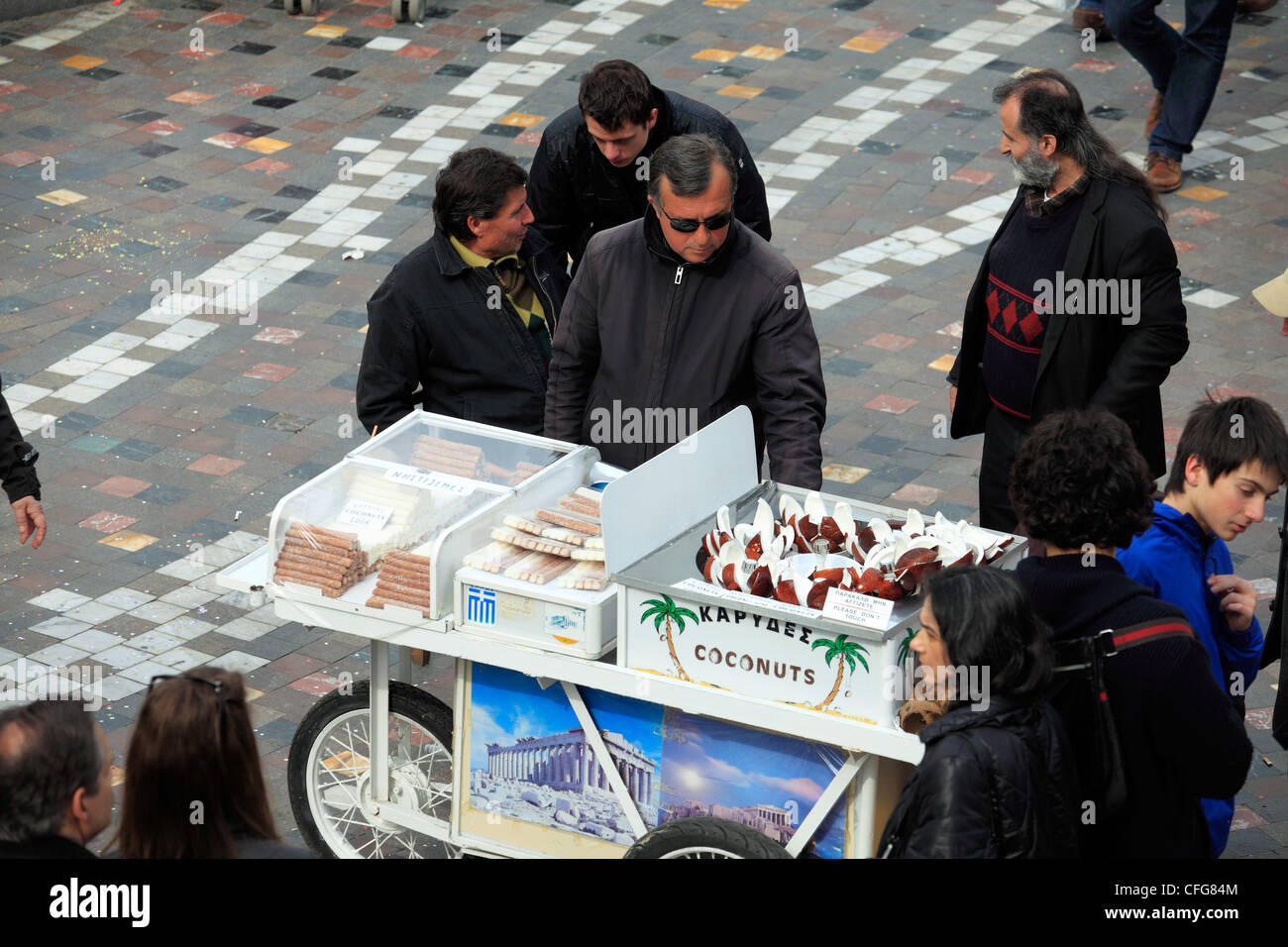 greece athens monastiraki a coconut vendor in the square Stock Photo