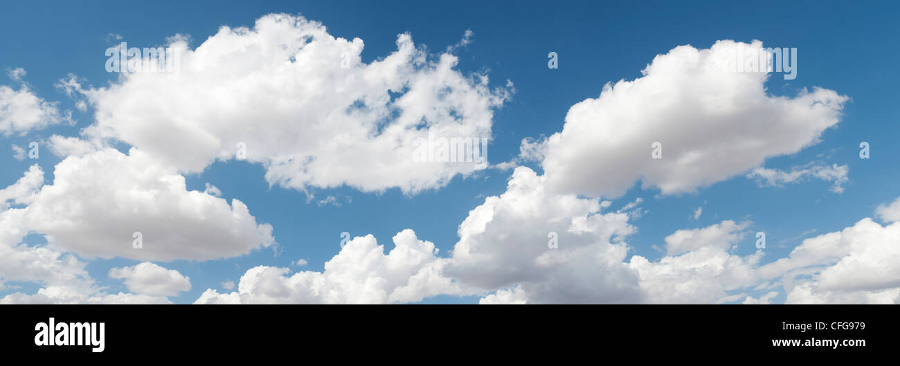 Altocumulus undulatus and cumulus clouds. Blue cloud sky panoramic. India Stock Photo