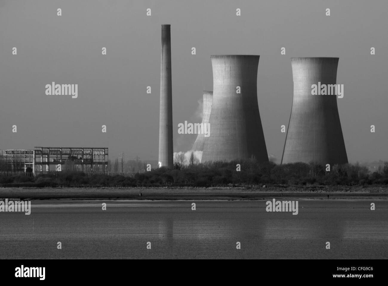 Demolition of the cooling towers at Richborough, Ramsgate Stock Photo