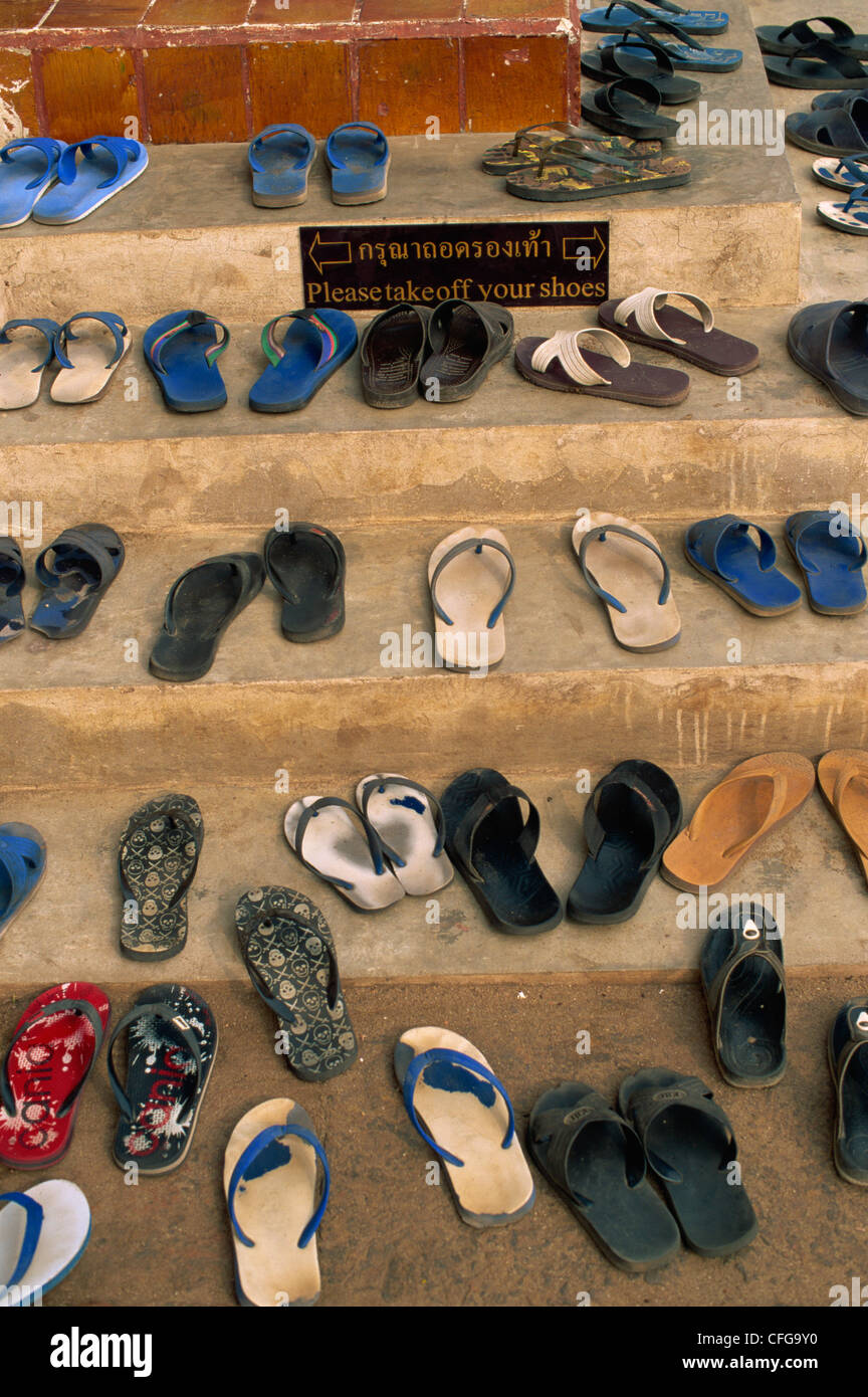 Thailand, Chiang Mai, Shoes Outside a Temple Stock Photo - Alamy
