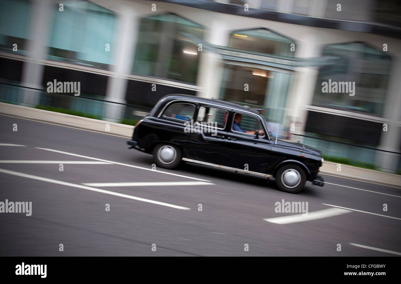 Iconic London black taxi cab Stock Photo
