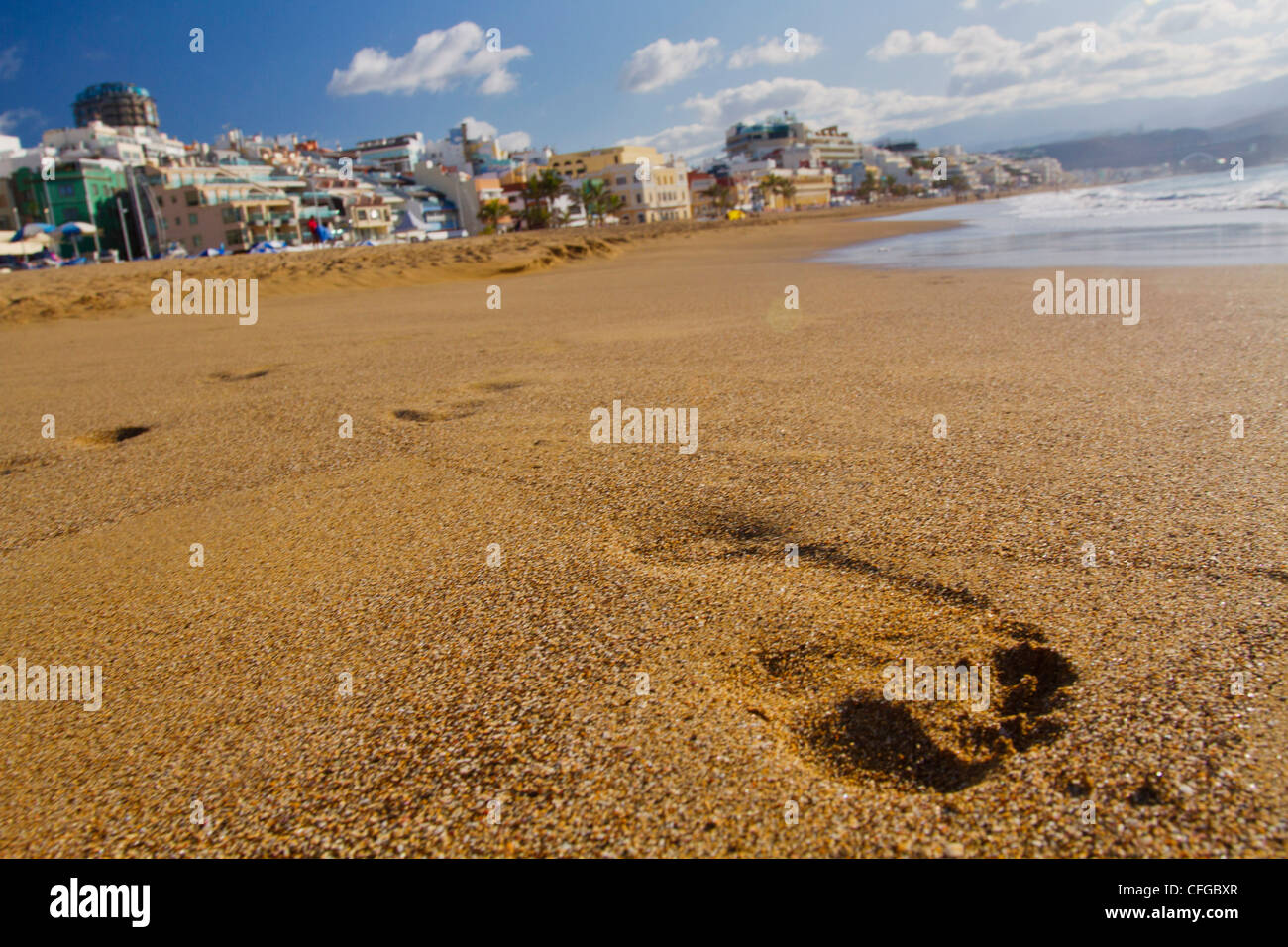 A footprint on Canteras beach, in March! Stock Photo