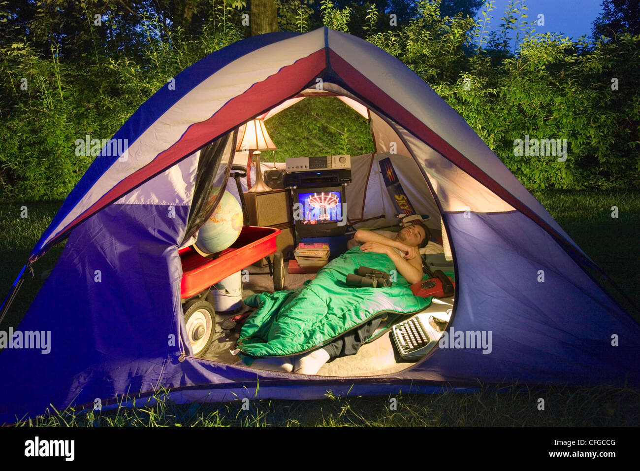 Man Sleeping In A Tent High Resolution Stock Photography and Images - Alamy
