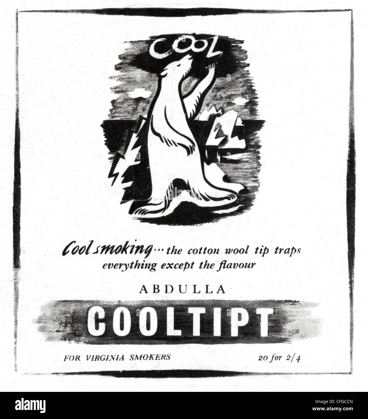 Cooltipt cigarettes advert from 1946 Stock Photo