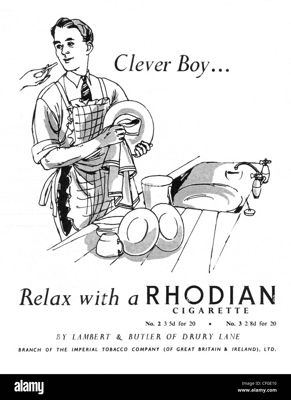 Rhodian cigarettes advert from 1952 Stock Photo