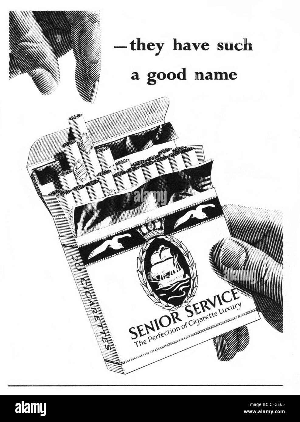 Vintage cigarettes advertisement Black and White Stock Photos & Images