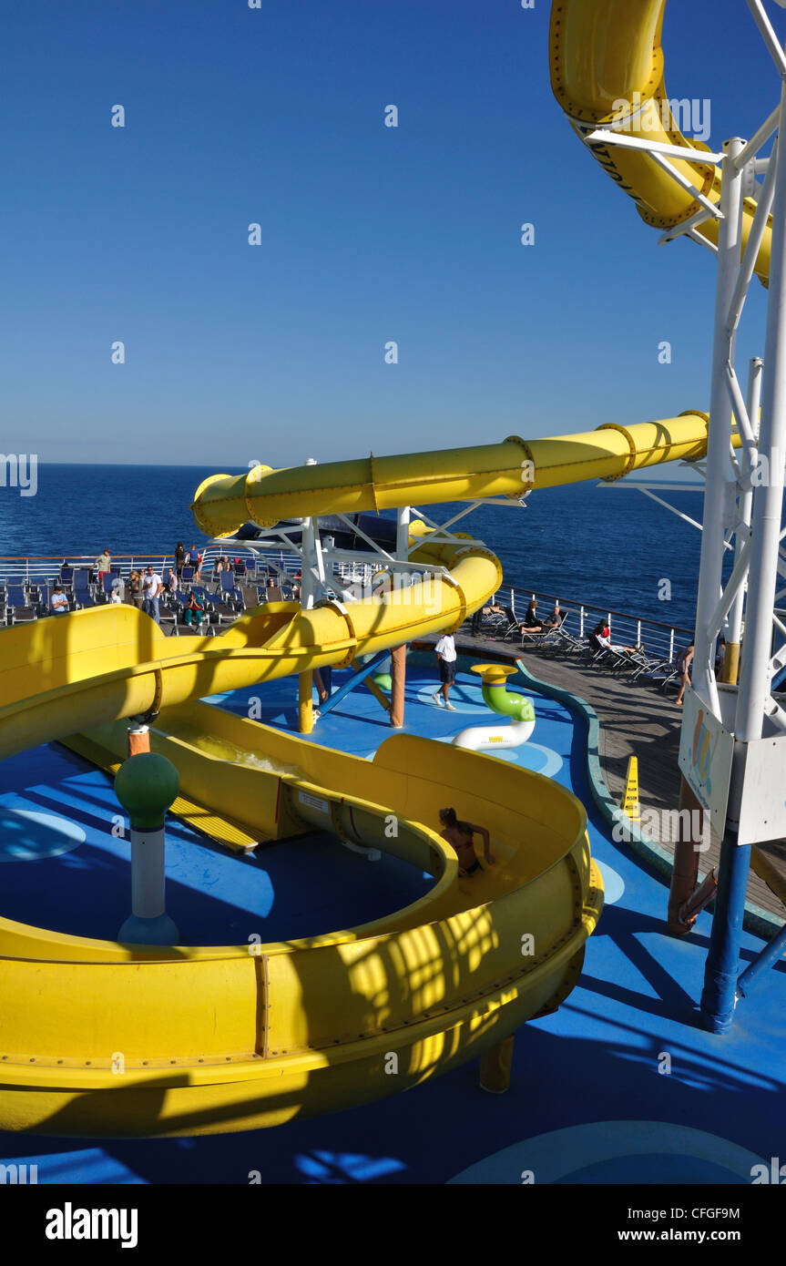 Water slide on cruise ship Stock Photo