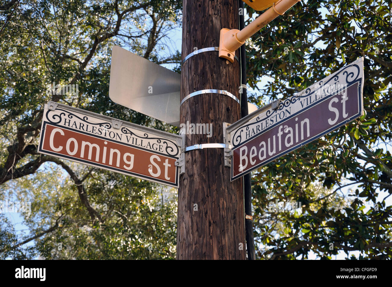 Street signs, Charleston, South Carolina Stock Photo