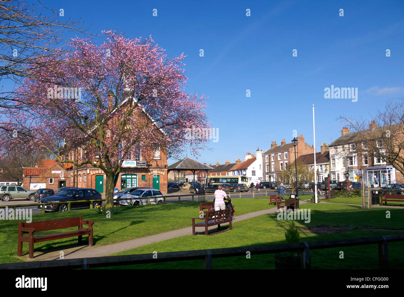 The Market Square Easingwold North Yorkshire England in spring Stock