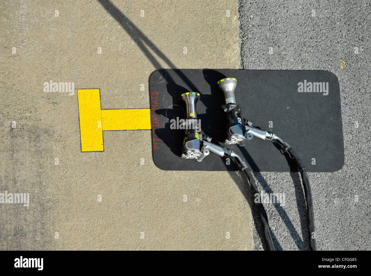 Formula One hydraulic power wrenches Stock Photo