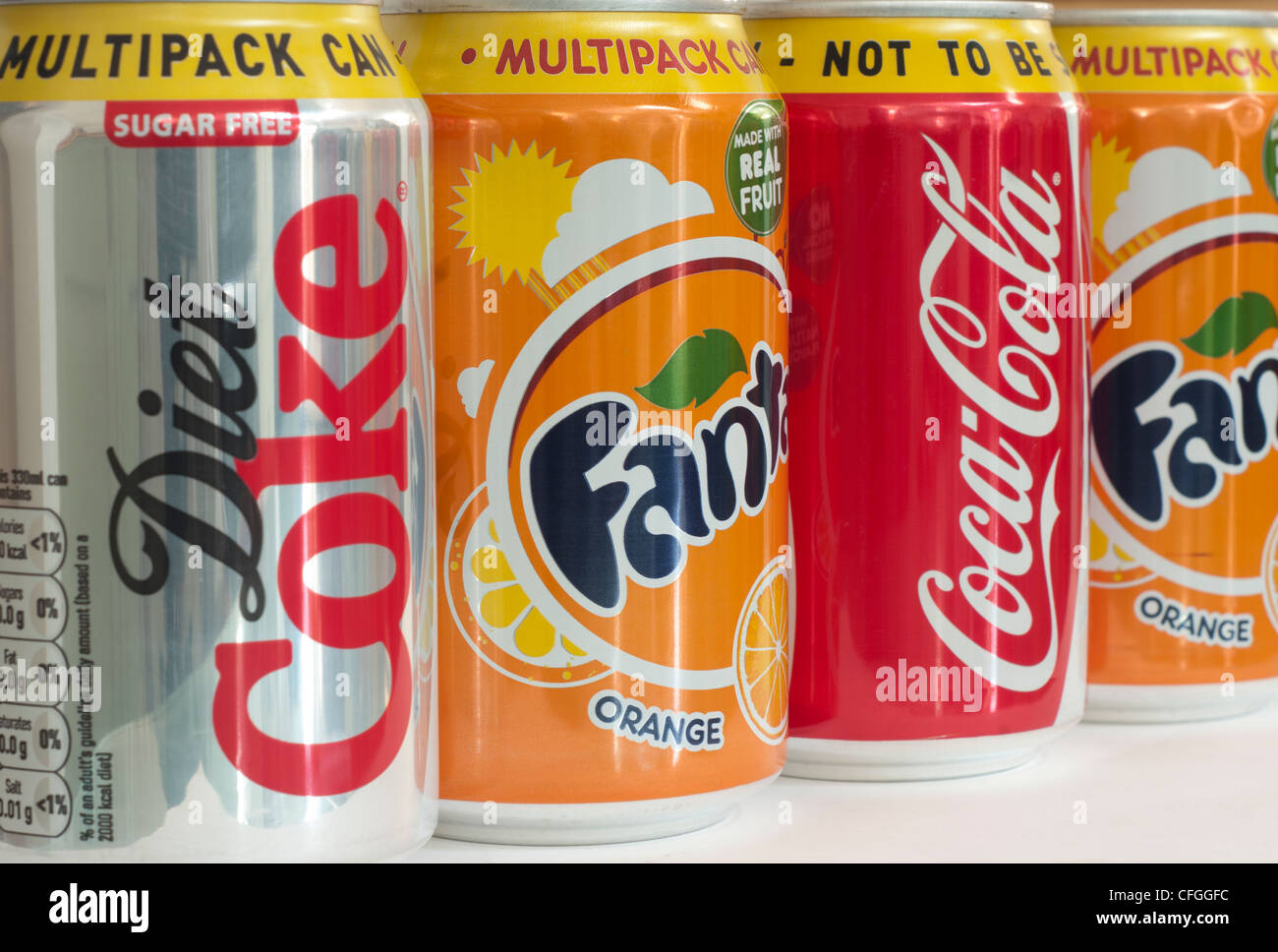 Cans Of Carbonated Fizzy Soft Drinks Stock Photo