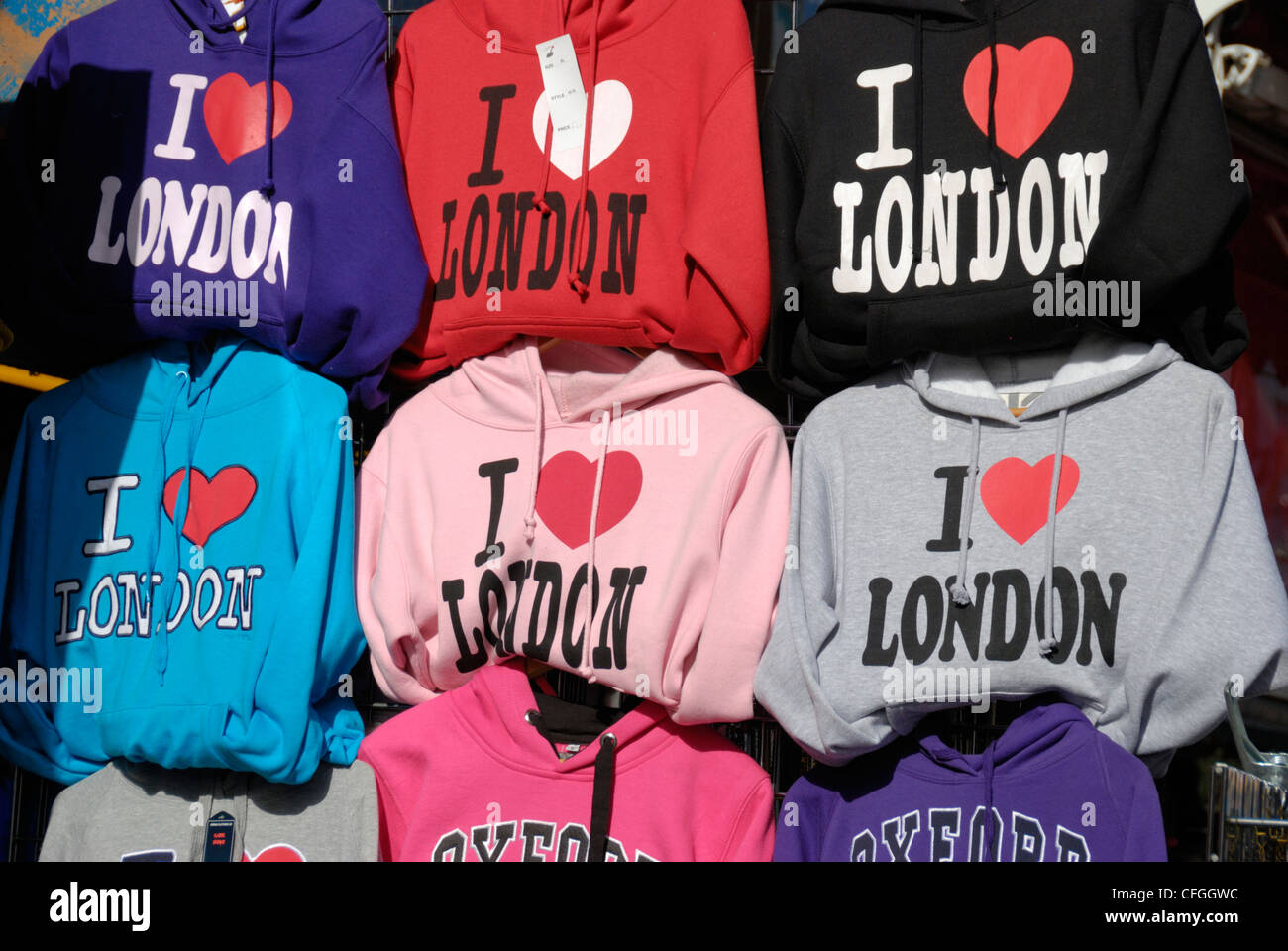 I love London Sweatshirts ‘ on a London souvenir stall Stock Photo - Alamy
