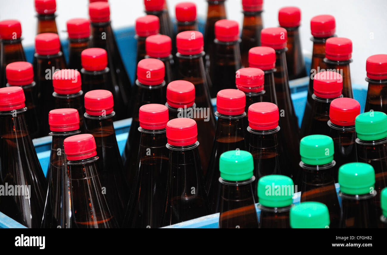 View to the full beer plastic bottles Stock Photo Alamy