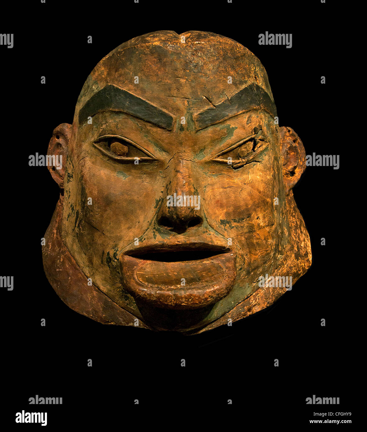 Mask Tlingit carving  19 first half century South East Alaska Pacific Northwest Coast Koloshi American America United States USA Stock Photo