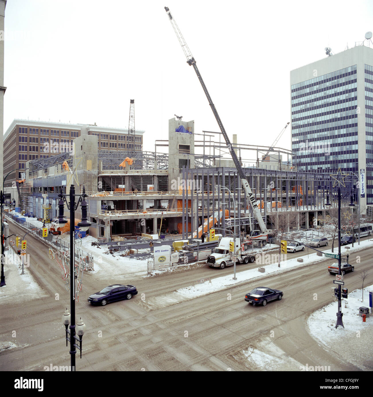 Construction of the MTS Centre in Winnipeg, Manitoba Stock Photo