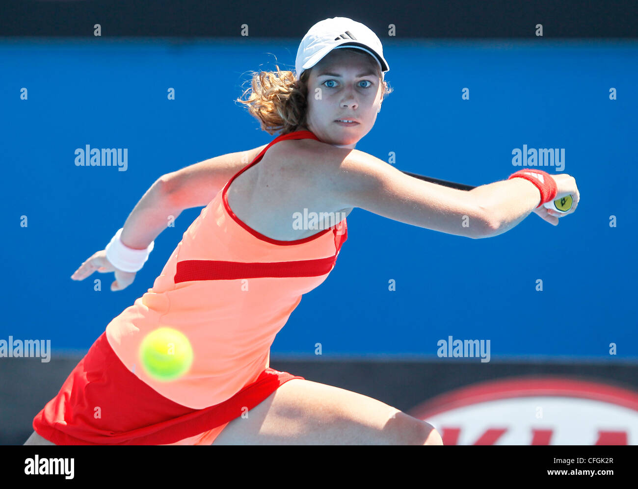 Stefanie Voegele (SUI) in action at the Australian Open 2012, ITF Grand Slam Tennis Tournament, Melbourne Park,Australia Stock Photo Alamy
