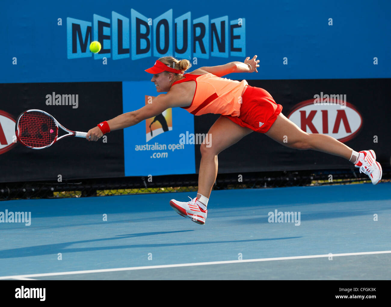 Angelique Kerber (GER) in action at the Australian Open ITF Grand Slam Tournament, Park,Australia Stock Photo -