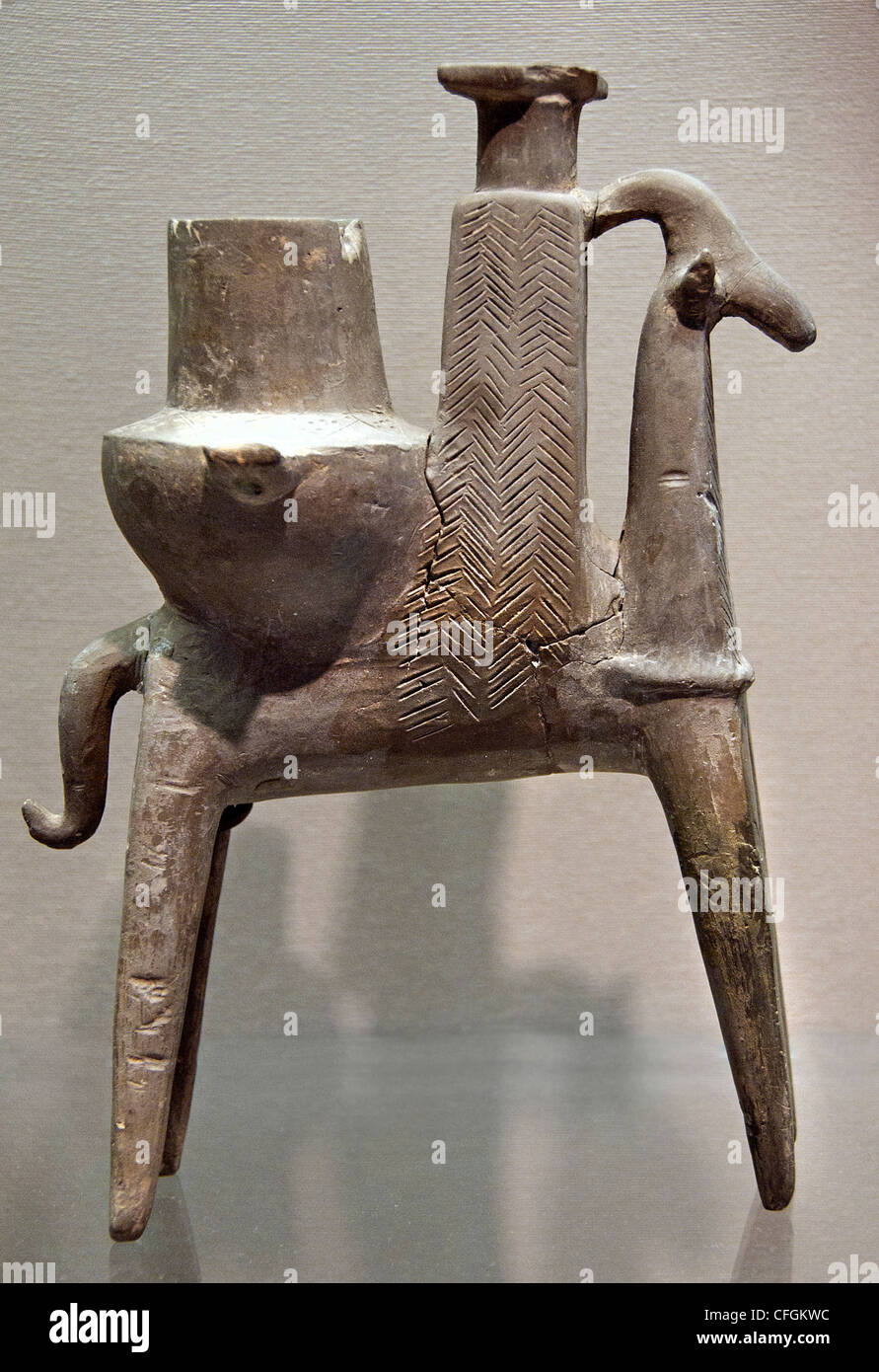 The necropolis of Khurvin Iran Iranian  Unicorn wearing a pair of vases on the back Iron Age I and II 8-9 cent BC Stock Photo