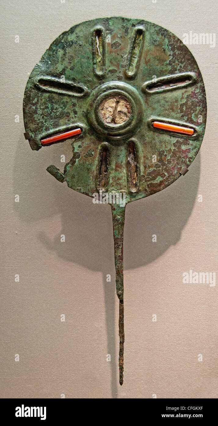 A large hairpin decorated with inlaid disk  necropolis of Khurvin Iran Iranian Iron Age I and II 14-9 cent BC Stock Photo