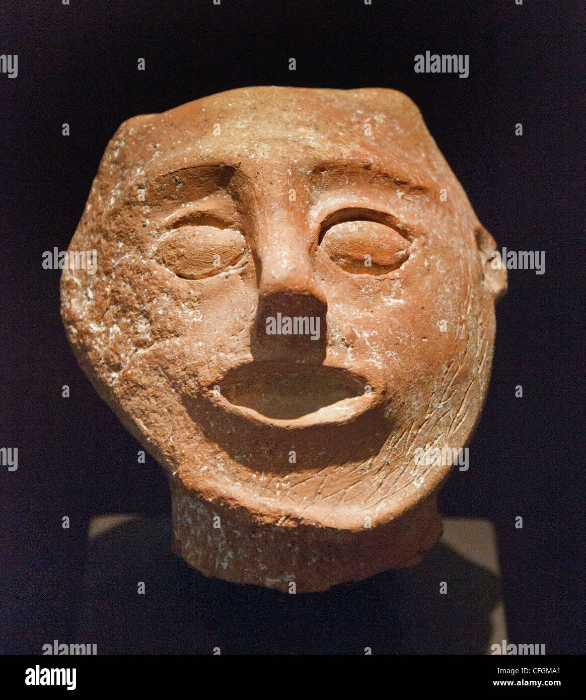 male head Chalcolithic period Fourth millennium BC Bronze Age Cypriot antiquities Mission Couchoud 1903 Stock Photo