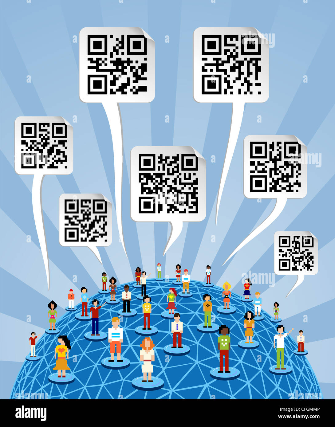 Social Network Master Code Social media people network connection concept with social QR codes in ...