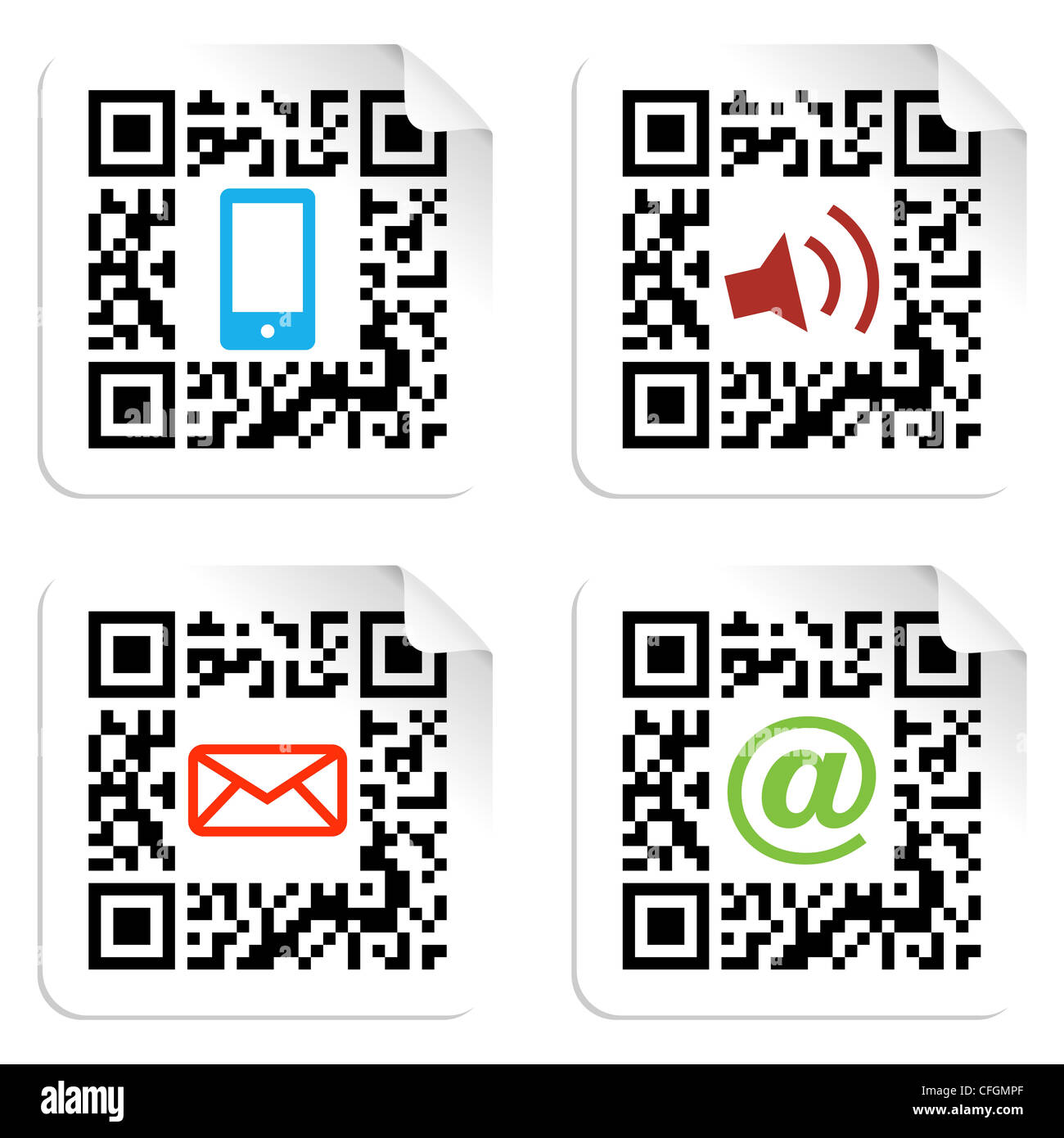 Concept with QR code label with the social media icons. Vector file ...