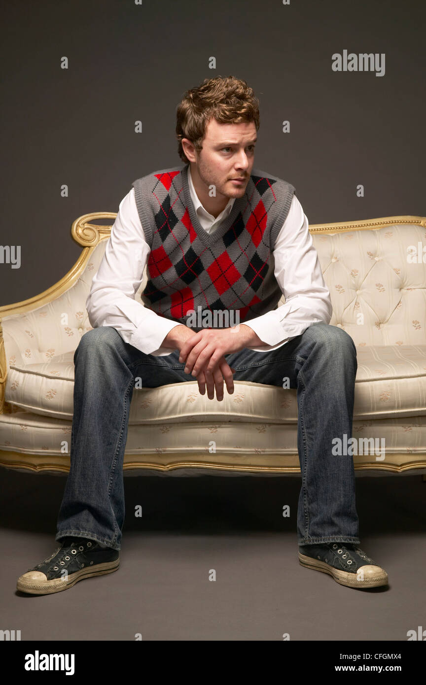 Man Sitting on Couch, Toronto, Ontario Stock Photo Alamy