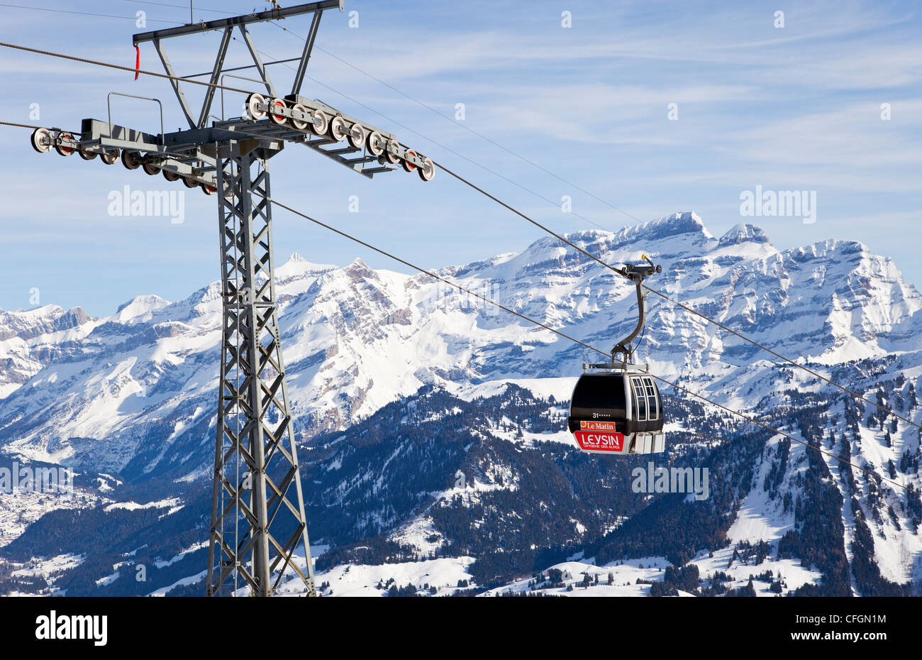 Skiing in Leysin, Switzerland Stock Photo Alamy