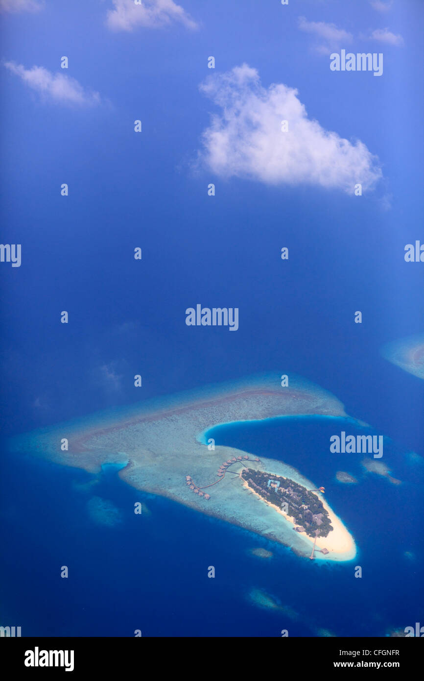Aerial view of a maldivian island, Maldives Stock Photo