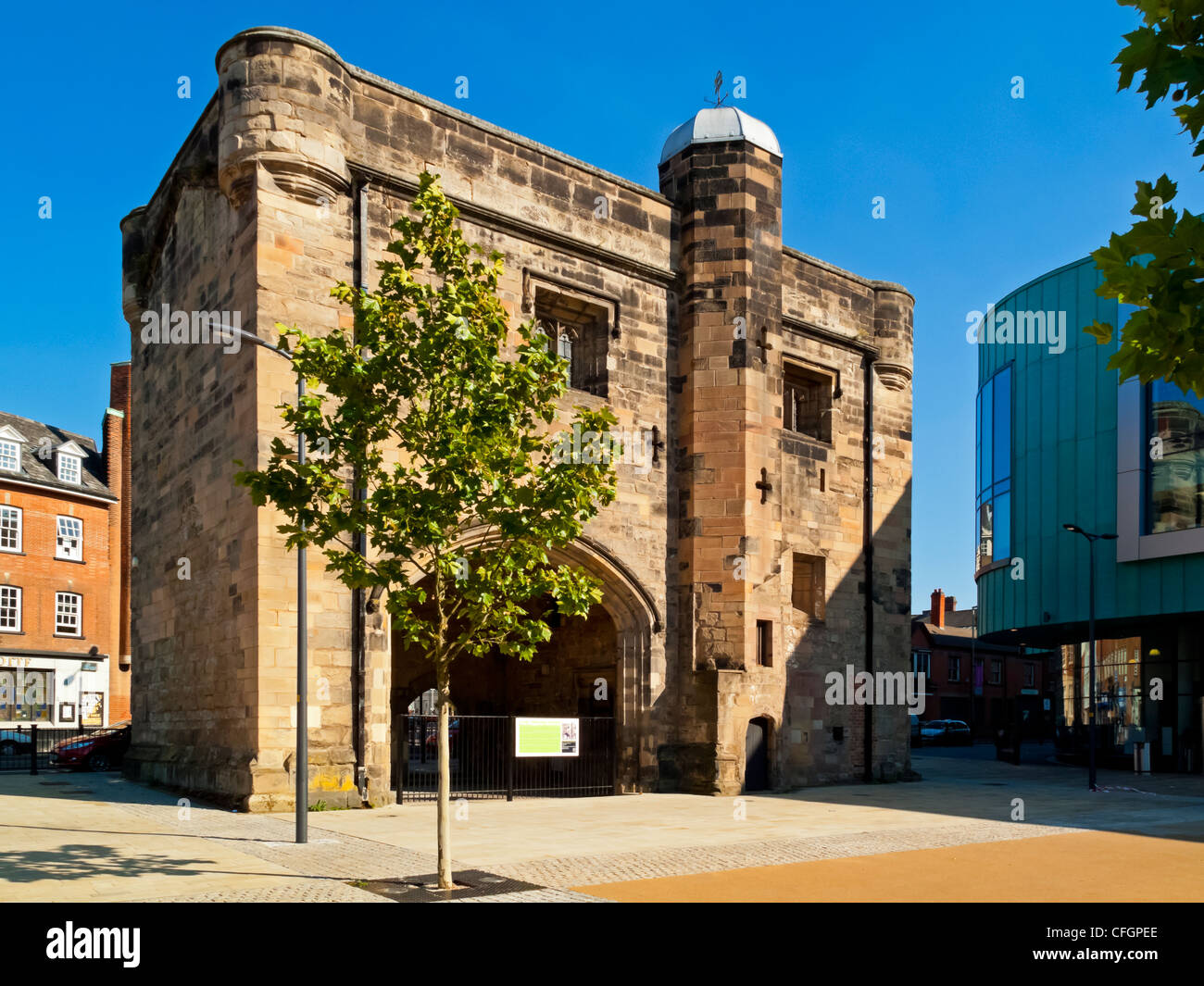 The Magazine Gateway in Leicester city centre built circa 1410 as a medieval gate into the Newark and Leicester Castle Stock Photo
