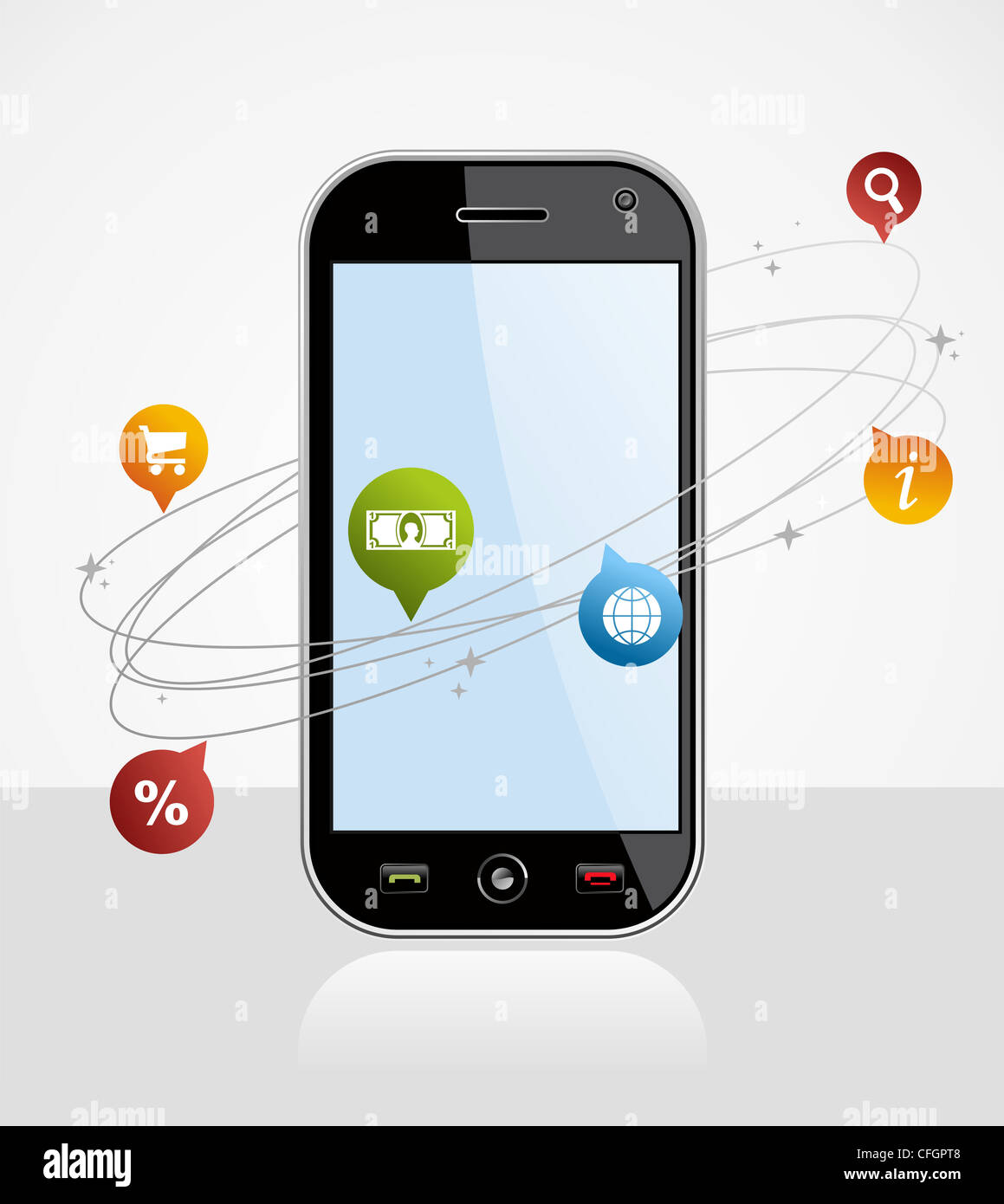 Black Smartphone With App Over White Background Eps 8 Vector