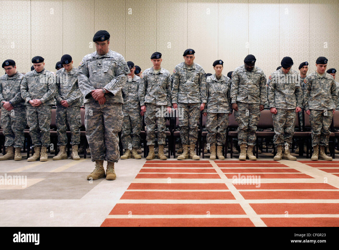 Massachusetts National Guard troops during a deployment ceremony before leaving for Iraq, Boston, Massachusetts Stock Photo