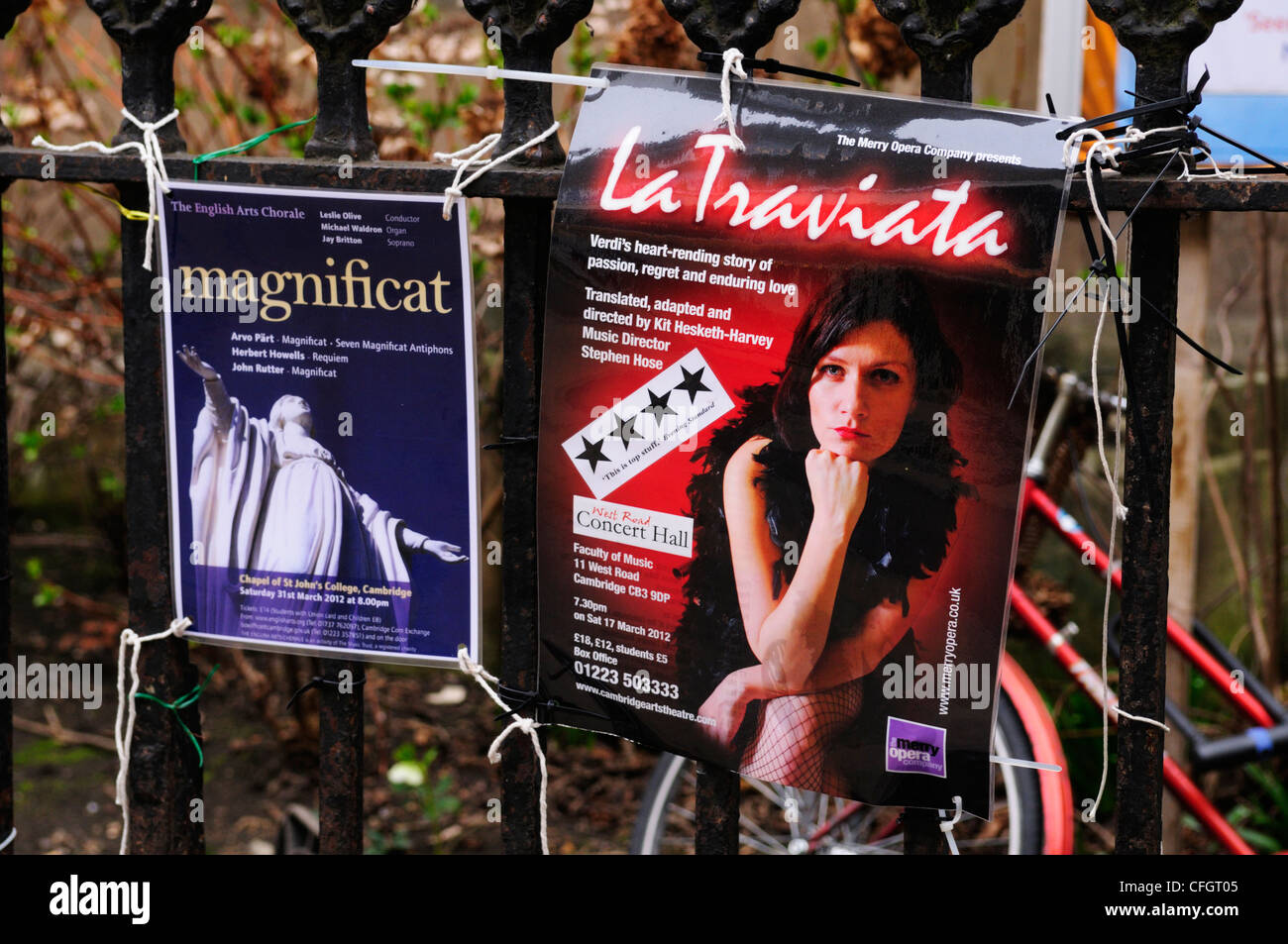 La Traviata and Magnificat Posters, Cambridge, England, UK Stock Photo