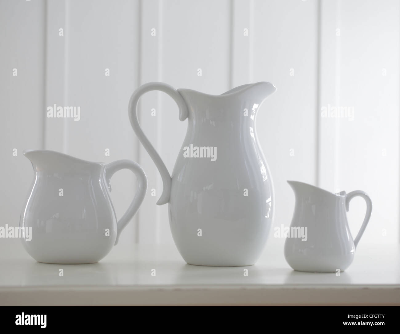 Three Porcelain Vases Stock Photo