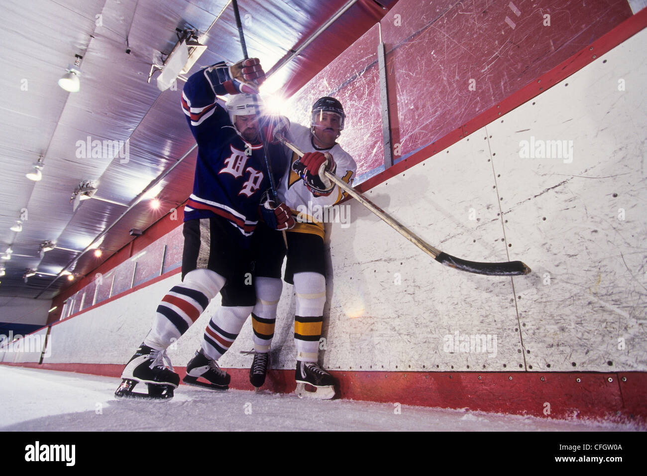 Ice hockey players checking Stock Photo Alamy