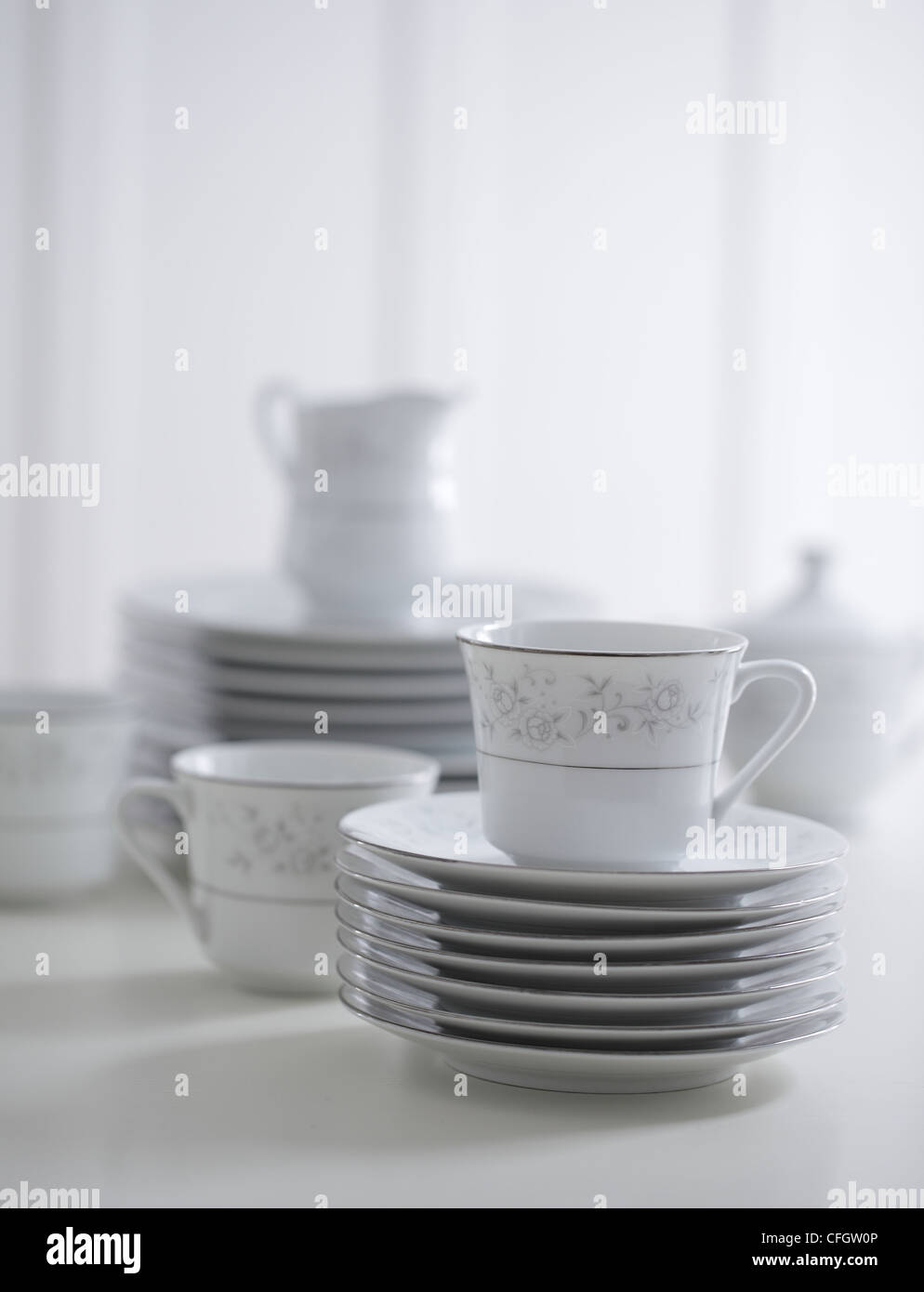 Stacks of Dishes Stock Photo