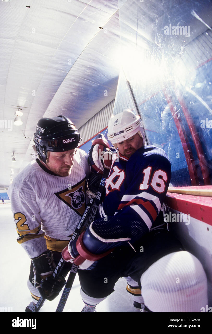 Ice hockey players checking Stock Photo Alamy