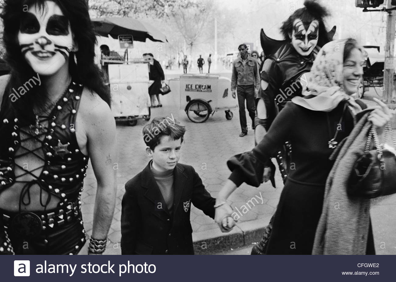 Peter Criss and Gene Simmons of the rock band KISS in Central Park ...