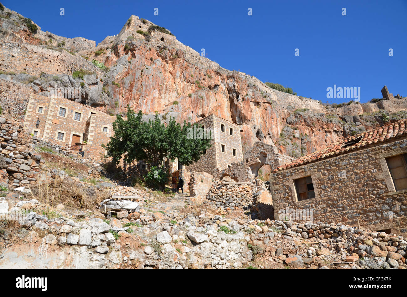 Old houses of Monemvasia, Peloponnese, Greece Stock Photo Alamy