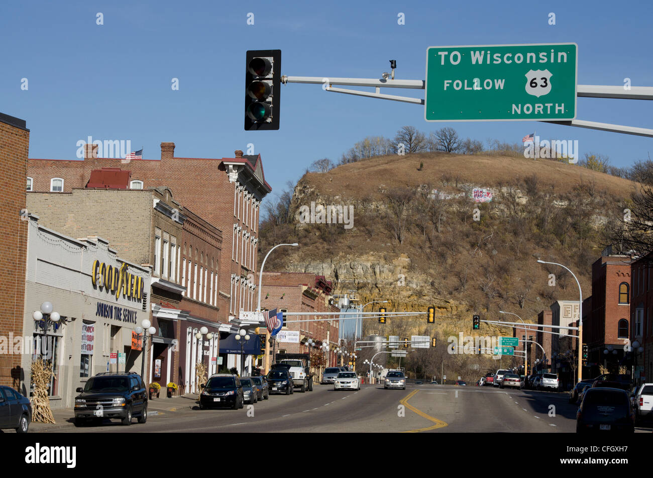 Shops Main Street the historic downtown in Wing, Minnesota Stock Photo - Alamy