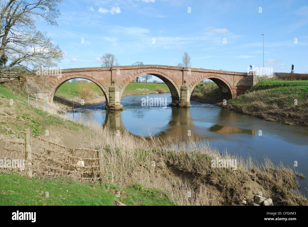 Llandrinio Bridge, River Severn, Powys, Wales, UK Stock Photo