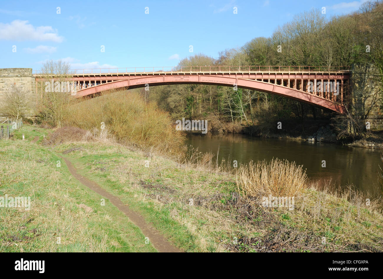 Victoria Bridge over the River Severn, Severn Valley Railway, Upper Arley, Worcestershire, UK Stock Photo