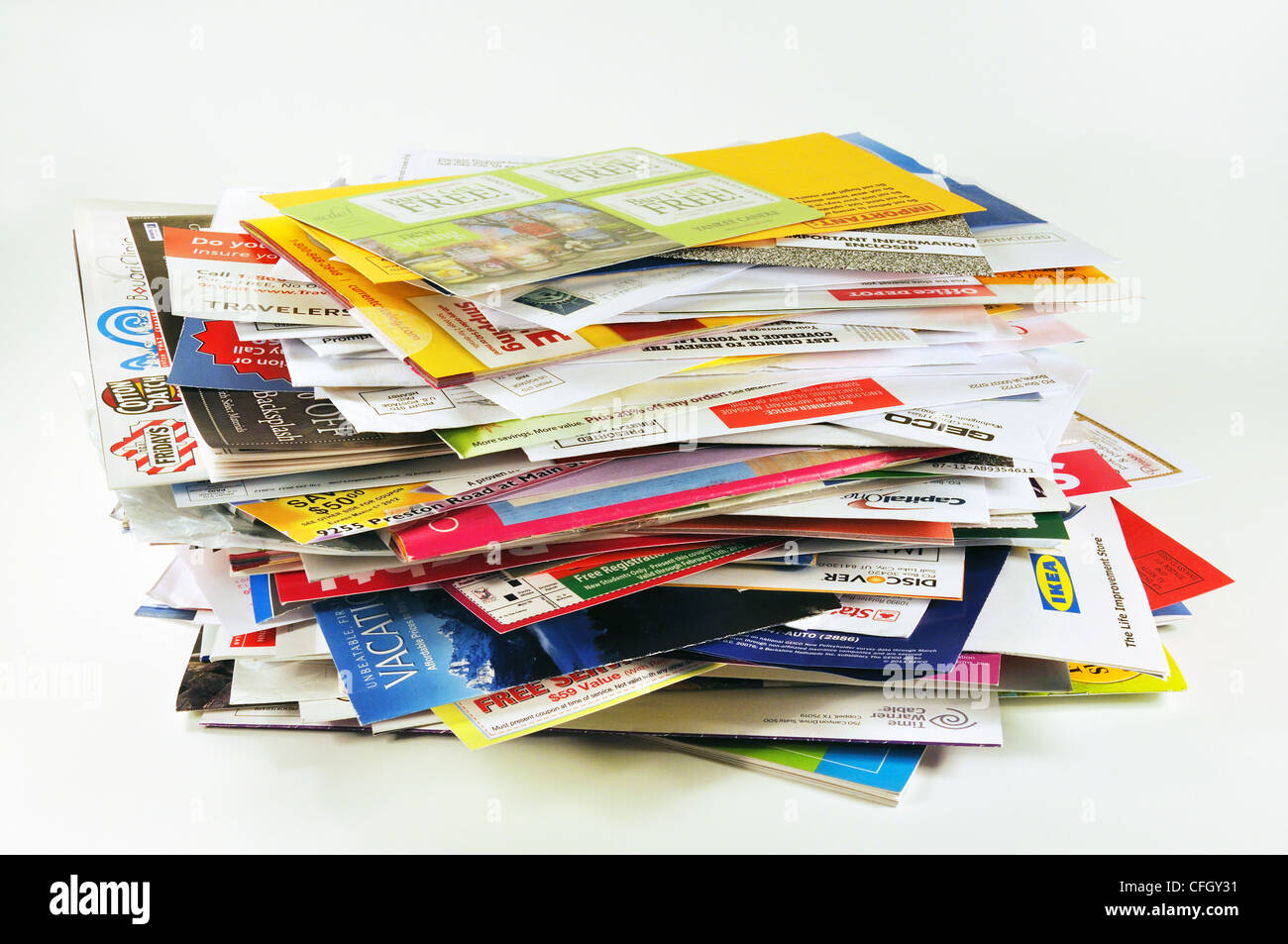 Junk mail received by post Stock Photo