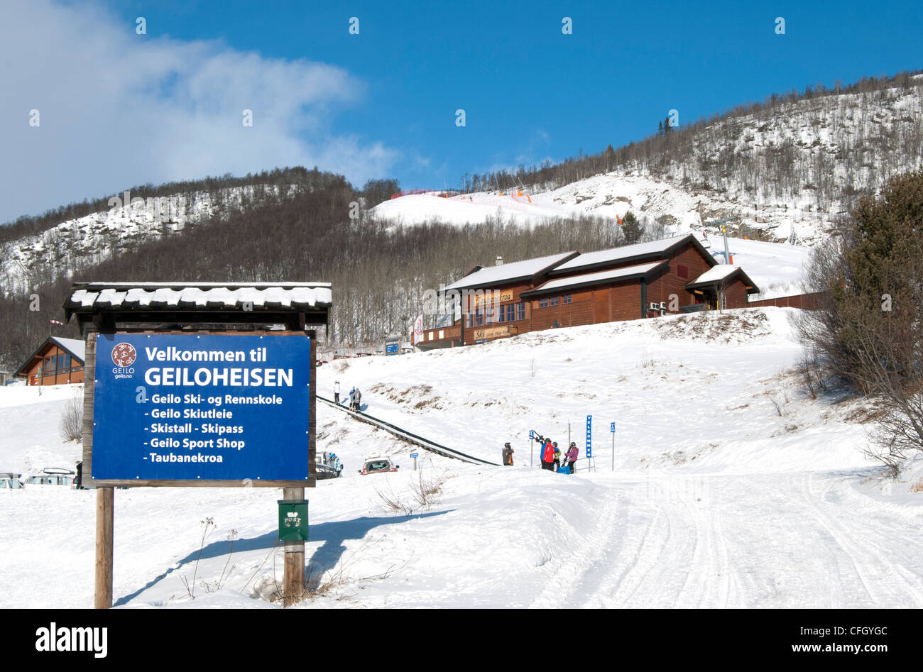 Geiloheisen ski lift, Geilo, Norway Stock Photo