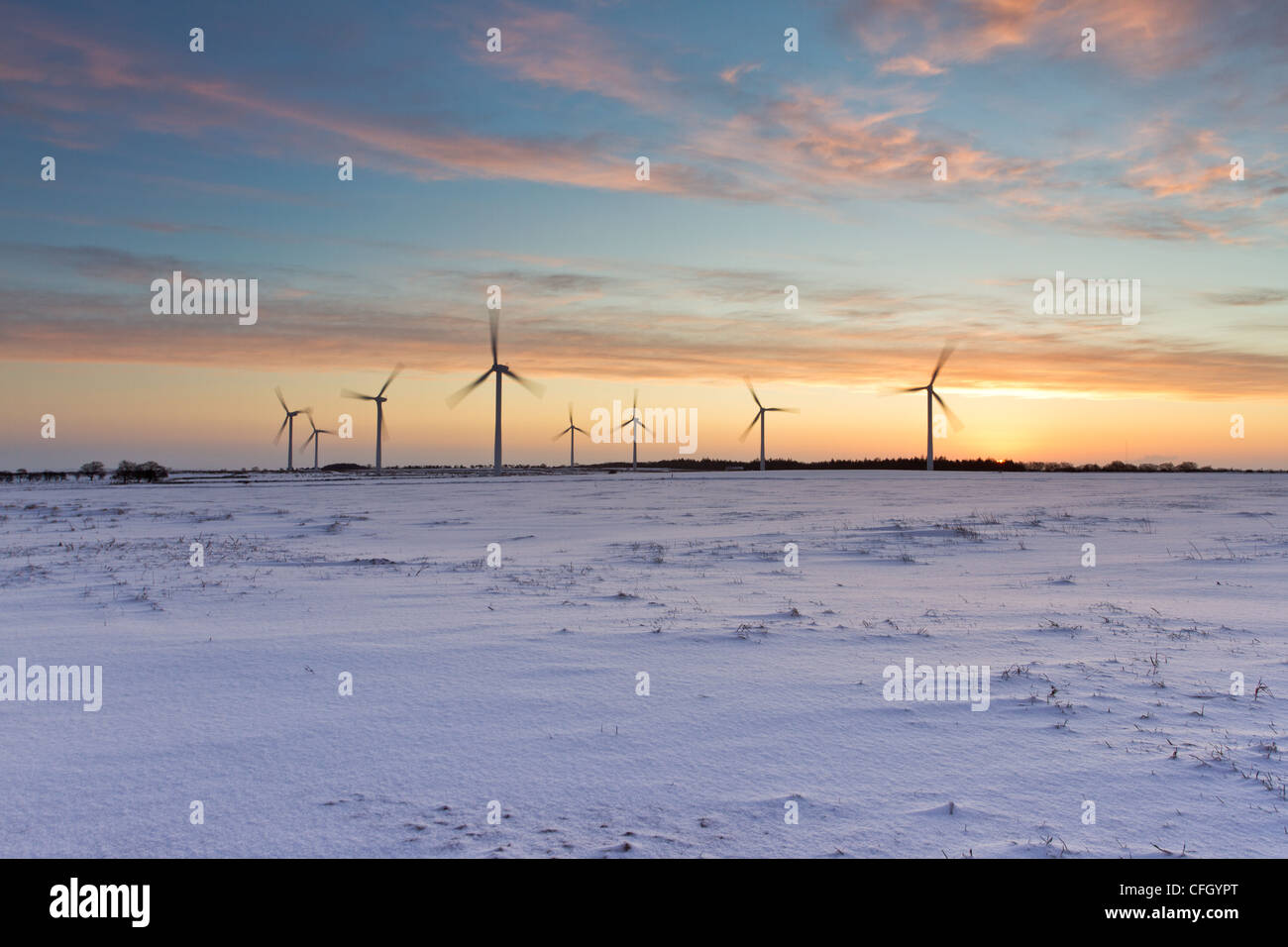 The dawn of a new energy source - Knabs Ridge wind farm in North Yorkshire Stock Photo