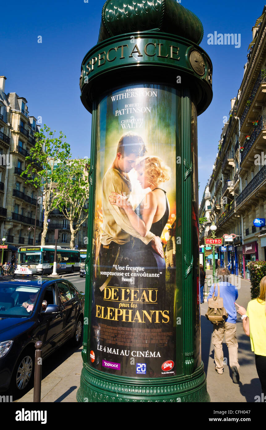 American movie ad, Boulevard Saint-Germain, Left Bank, Paris, France Stock Photo