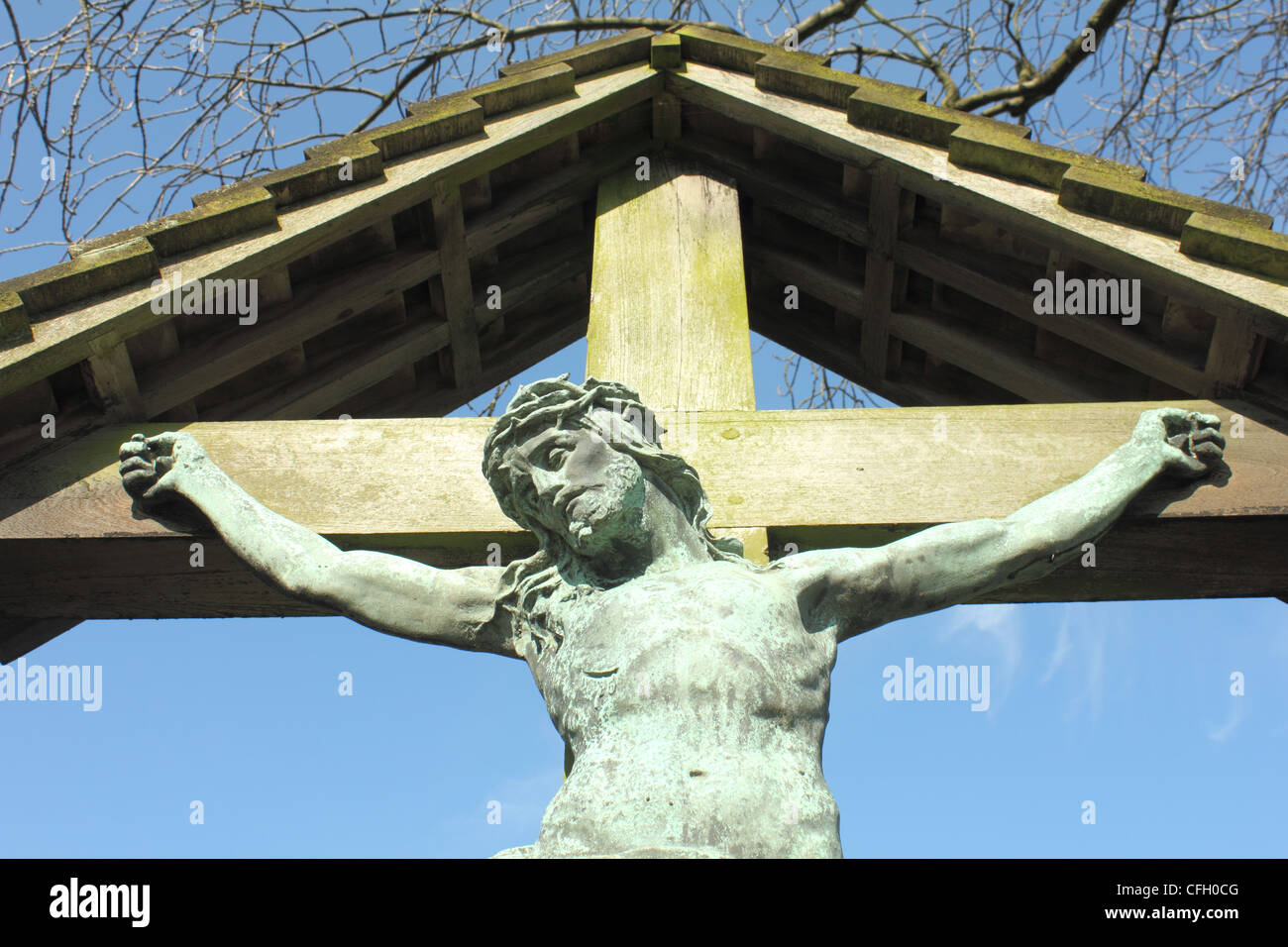 Depiction St Anne in the Grove Southowram Crucification of Jesus Christ on the Cross Halifax Stock Photo