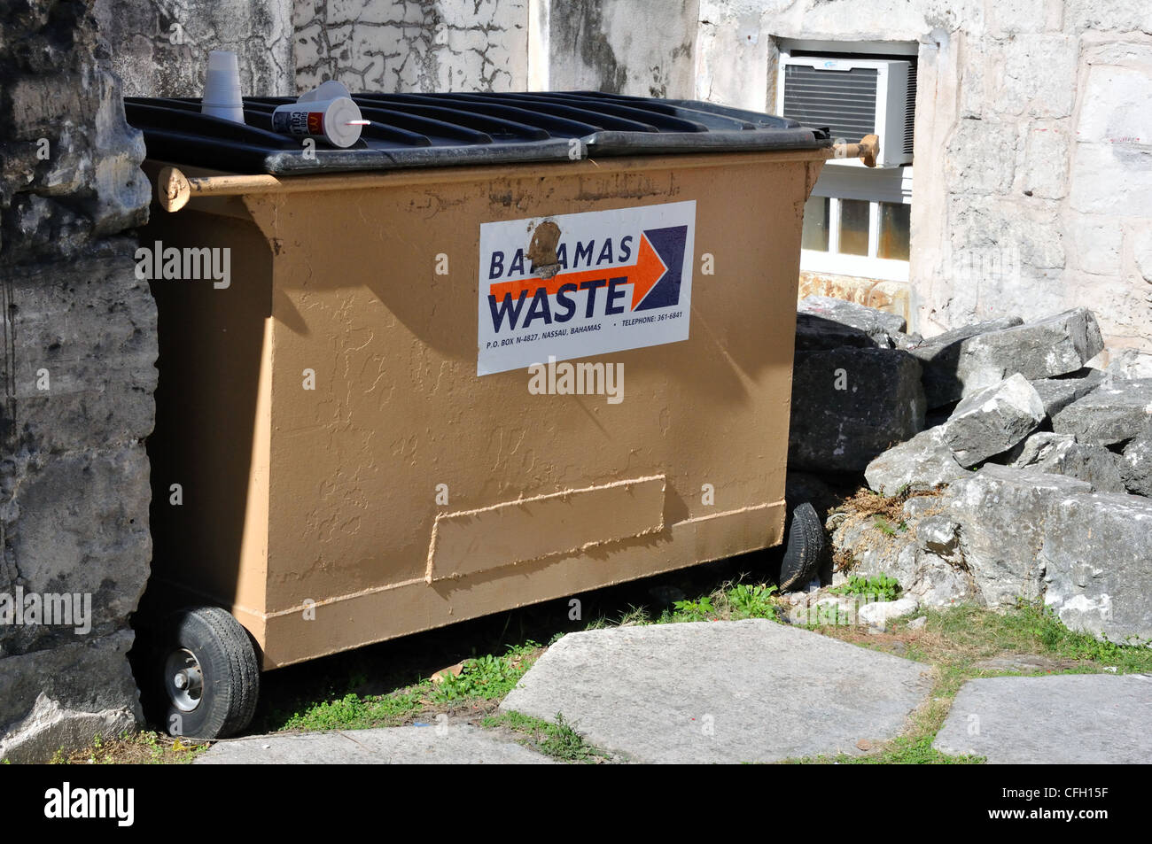 Garbage container, Nassau, Bahamas Stock Photo Alamy
